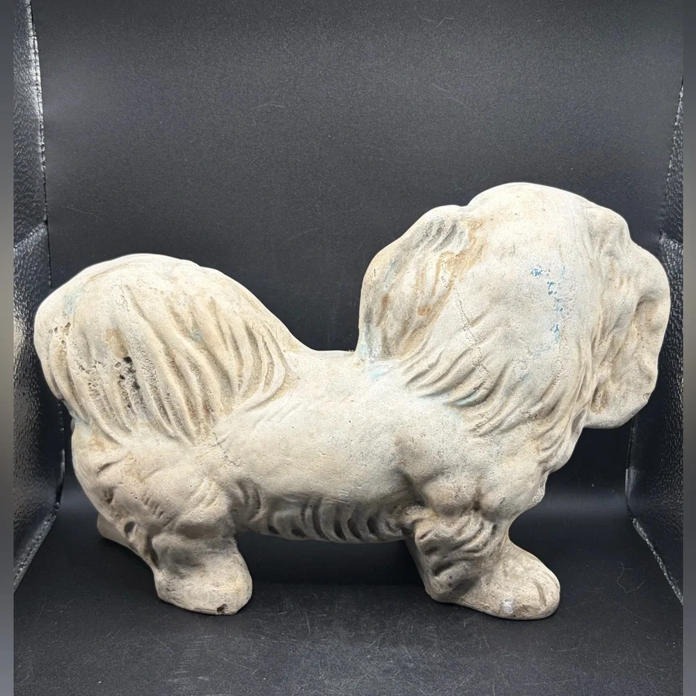 Vintage Pekingese Dog Carnival Chalkware Multicolored Statuette Figurine Figure